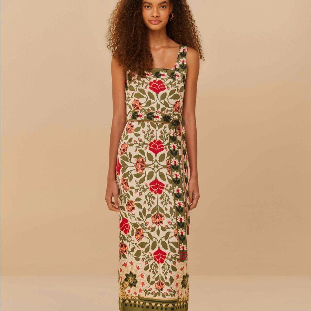 FARM Rio Floral Maxi Dress in Red and Green